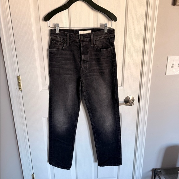 MOTHER Women's Dark Gray/Black Straight Leg Jeans - Picture 4 of 4